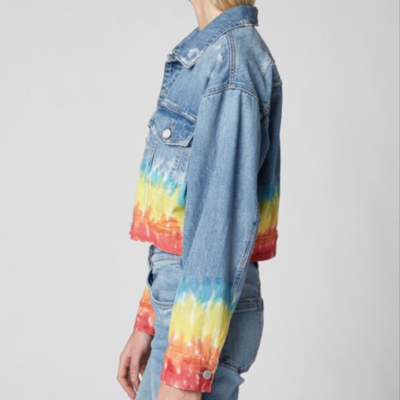 Blank NYC Blow the Bag Rainbow Denim Jacket XS/S - Picture 3 of 9